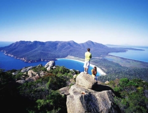 wineglass bay from mountain top